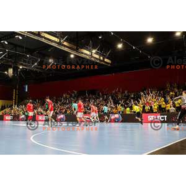 in action during fourth-final of EHF Cup handball match between Gorenje Velenje (SLO) and SL Benfica (POR) in Red Hall, Velenje, Slovenia on May 3, 2022
