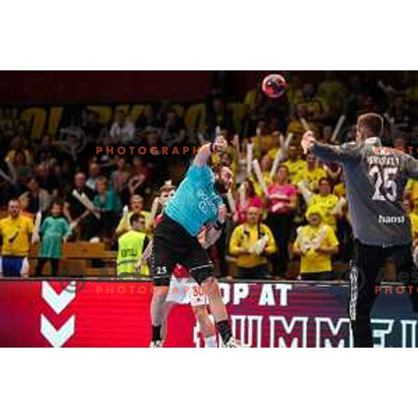 Matic Verdinek in action during fourth-final of EHF Cup handball match between Gorenje Velenje (SLO) and SL Benfica (POR) in Red Hall, Velenje, Slovenia on May 3, 2022