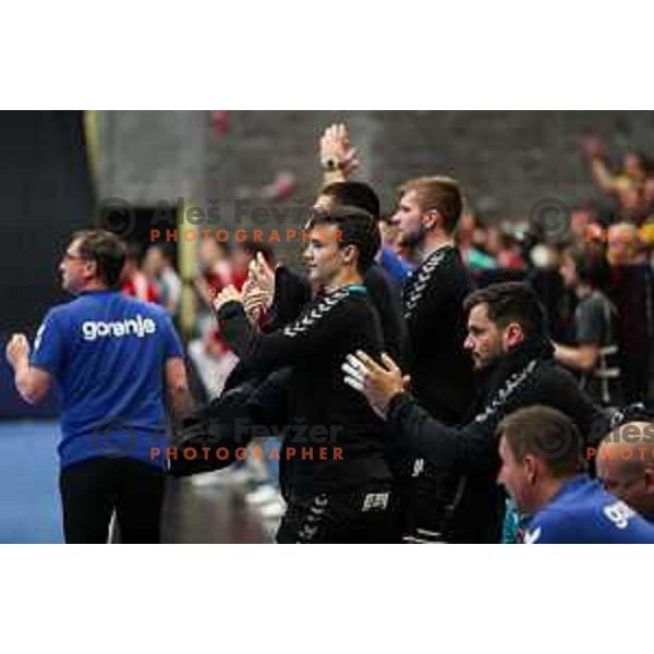 in action during fourth-final of EHF Cup handball match between Gorenje Velenje (SLO) and SL Benfica (POR) in Red Hall, Velenje, Slovenia on May 3, 2022