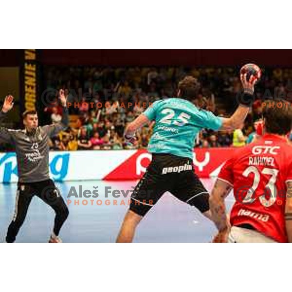Matic Verdinek in action during fourth-final of EHF Cup handball match between Gorenje Velenje (SLO) and SL Benfica (POR) in Red Hall, Velenje, Slovenia on May 3, 2022
