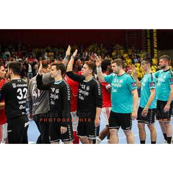 in action during fourth-final of EHF Cup handball match between Gorenje Velenje (SLO) and SL Benfica (POR) in Red Hall, Velenje, Slovenia on May 3, 2022