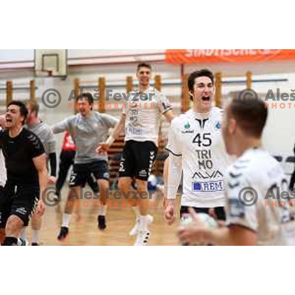 In action during 1.NLB league handball match Trimo Trebnje and Celje Pivovarna Lasko in Trebnje, Slovenia on April 29, 2022