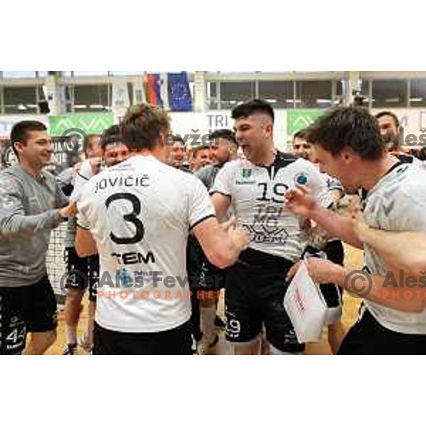 In action during 1.NLB league handball match Trimo Trebnje and Celje Pivovarna Lasko in Trebnje, Slovenia on April 29, 2022
