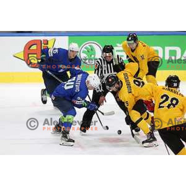 Blaz Tomazevic in action during IIHF Ice-hockey World Championship 2022 division I group A match between Slovenia and Lithuania in Ljubljana, Slovenia on May 3, 2022