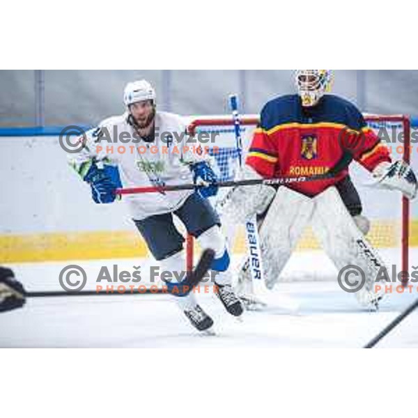 Rok Ticar in action during IIHF Ice-hockey World Championship 2022 division I group A match between Slovenia and Romania in Ljubljana, Slovenia on May 4, 2022