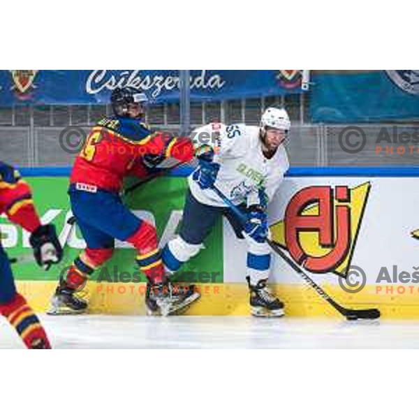 Robert Sabolic in action during IIHF Ice-hockey World Championship 2022 division I group A match between Slovenia and Romania in Ljubljana, Slovenia on May 4, 2022