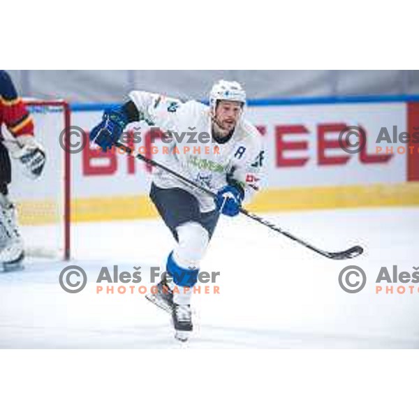 Jan Urbas in action during IIHF Ice-hockey World Championship 2022 division I group A match between Slovenia and Romania in Ljubljana, Slovenia on May 4, 2022