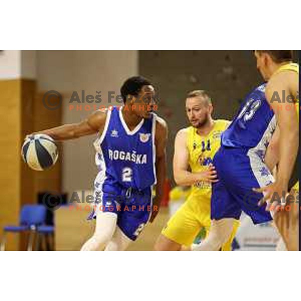 in action during first game of quarter-final of Nova KBM league between Sencur GGD and Rogaska in Sencur, Slovenia on May 4, 2022