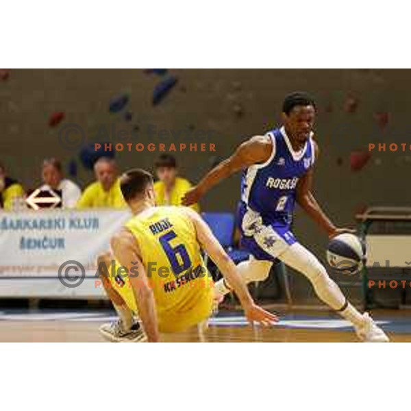 in action during first game of quarter-final of Nova KBM league between Sencur GGD and Rogaska in Sencur, Slovenia on May 4, 2022