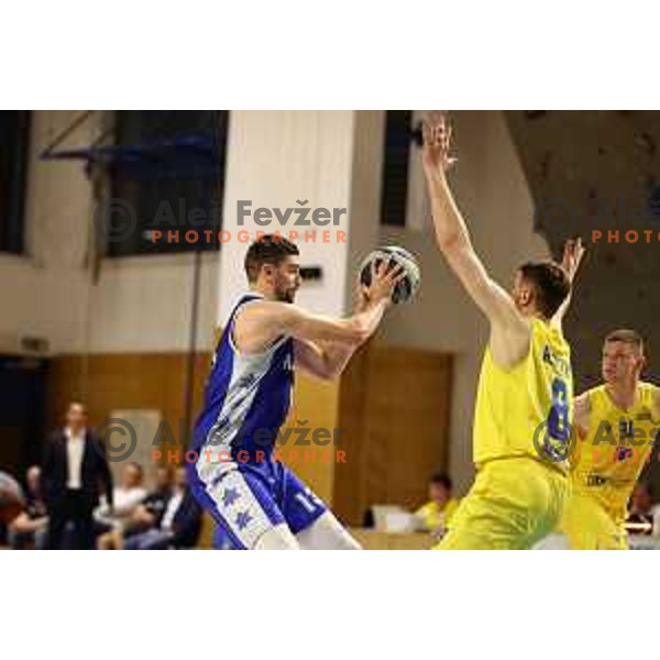 in action during first game of quarter-final of Nova KBM league between Sencur GGD and Rogaska in Sencur, Slovenia on May 4, 2022