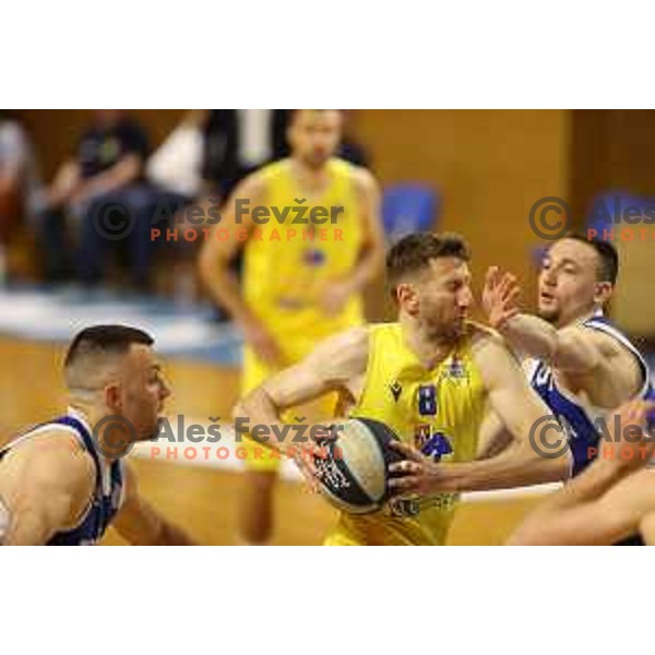 in action during first game of quarter-final of Nova KBM league between Sencur GGD and Rogaska in Sencur, Slovenia on May 4, 2022