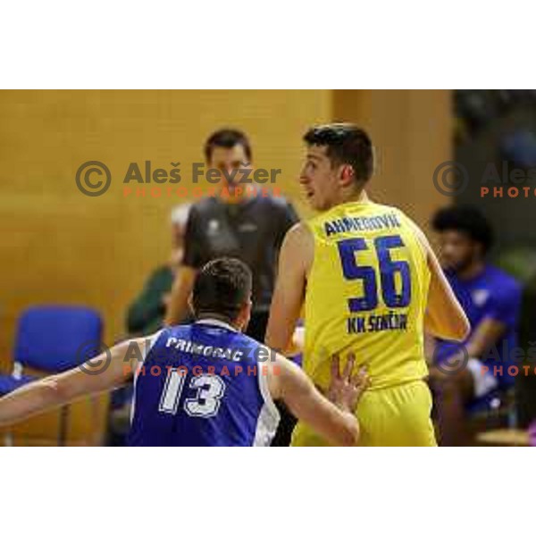 in action during first game of quarter-final of Nova KBM league between Sencur GGD and Rogaska in Sencur, Slovenia on May 4, 2022