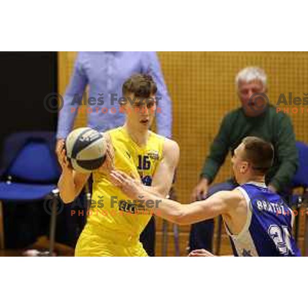 in action during first game of quarter-final of Nova KBM league between Sencur GGD and Rogaska in Sencur, Slovenia on May 4, 2022