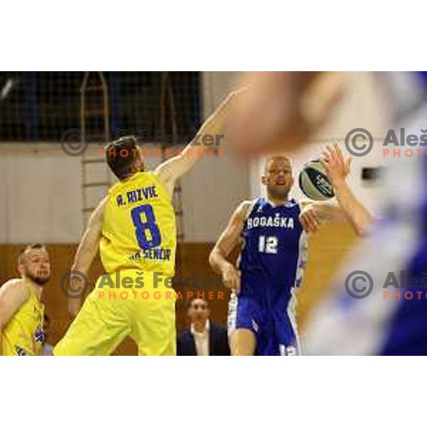 in action during first game of quarter-final of Nova KBM league between Sencur GGD and Rogaska in Sencur, Slovenia on May 4, 2022