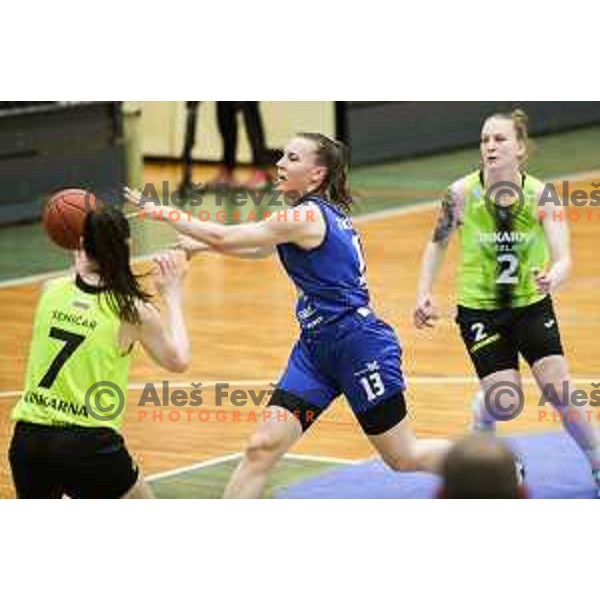 Manca Vrecer in action during first game of the Final of 1.SKL league Women between Cinkarna Celje and Triglav in Celje, Slovenia on May 6, 2022