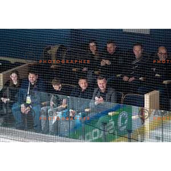 in action during IIHF Ice-hockey World Championship 2022 division I group A match between Slovenia and Hungary in Ljubljana, Slovenia on May 6, 2022