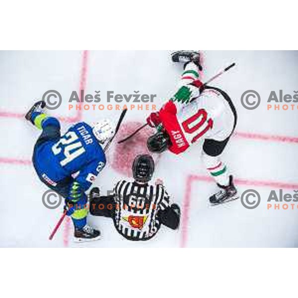 in action during IIHF Ice-hockey World Championship 2022 division I group A match between Slovenia and Hungary in Ljubljana, Slovenia on May 6, 2022