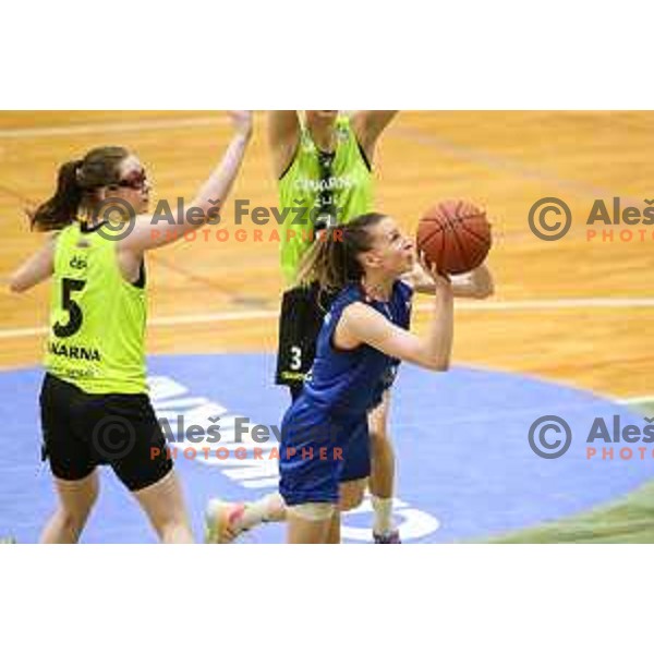 Rebeka Abramovic in action during first game of the Final of 1.SKL league Women between Cinkarna Celje and Triglav in Celje, Slovenia on May 6, 2022