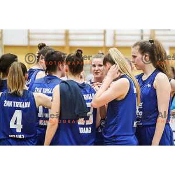 Lara Kozina Bubnic in action during first game of the Final of 1.SKL league Women between Cinkarna Celje and Triglav in Celje, Slovenia on May 6, 2022