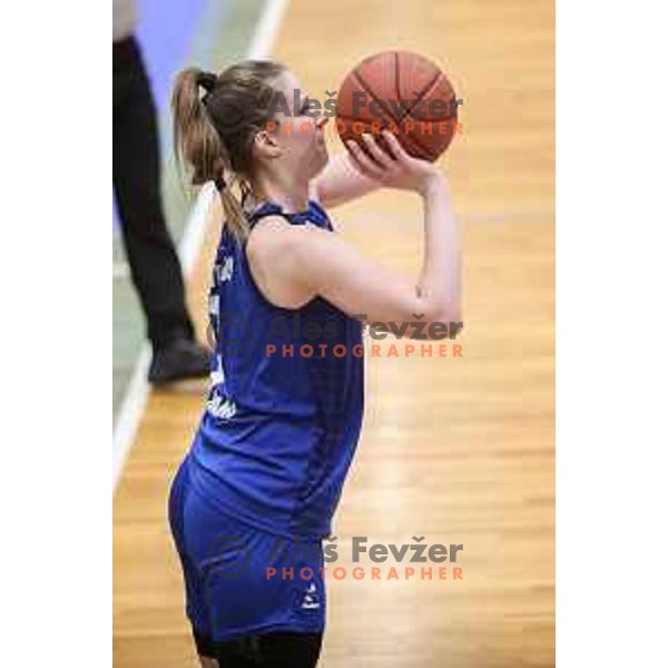Gala Kramzar in action during first game of the Final of 1.SKL league Women between Cinkarna Celje and Triglav in Celje, Slovenia on May 6, 2022