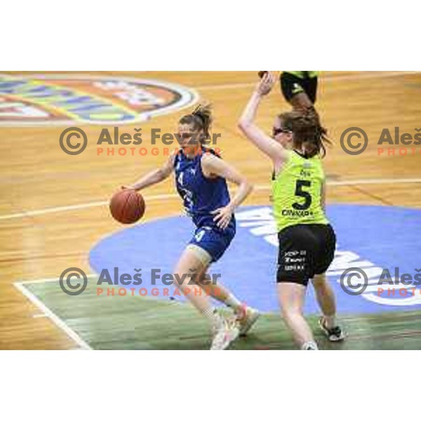 Rebeka Abramovic in action during first game of the Final of 1.SKL league Women between Cinkarna Celje and Triglav in Celje, Slovenia on May 6, 2022