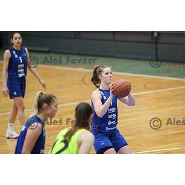 Gala Kramzar in action during first game of the Final of 1.SKL league Women between Cinkarna Celje and Triglav in Celje, Slovenia on May 6, 2022