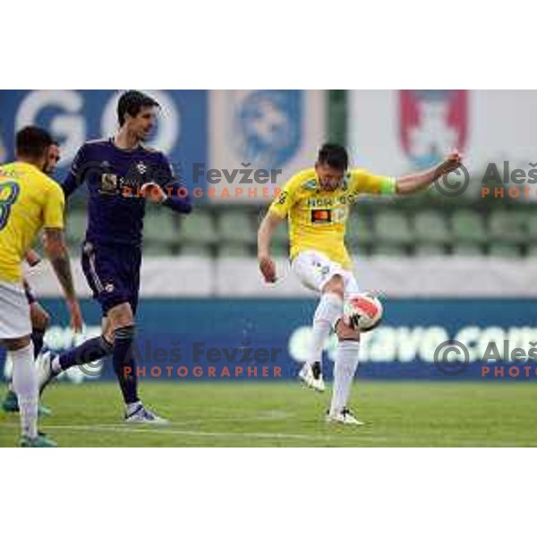 in action during Prva Liga Telemach football match between Bravo and Maribor in Ljubljana, Slovenia on May 7, 2022