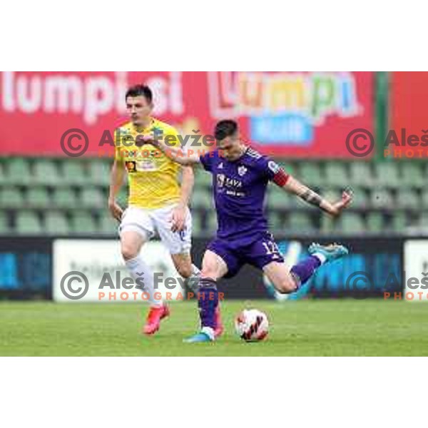 in action during Prva Liga Telemach football match between Bravo and Maribor in Ljubljana, Slovenia on May 7, 2022