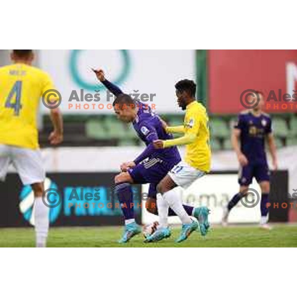 in action during Prva Liga Telemach football match between Bravo and Maribor in Ljubljana, Slovenia on May 7, 2022