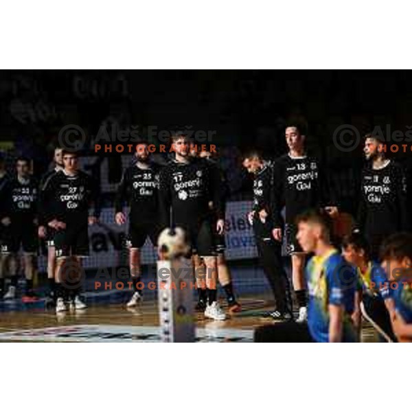 in action during 1.NLB league handball match between Celje Pivovarna Lasko and Gorenje Velenje in Arena Zlatorog, Celje, Slovenia on May 7, 2022