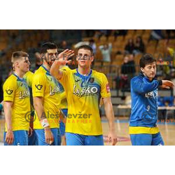 Radojica Cepic in action during 1.NLB league handball match between Celje Pivovarna Lasko and Gorenje Velenje in Arena Zlatorog, Celje, Slovenia on May 7, 2022