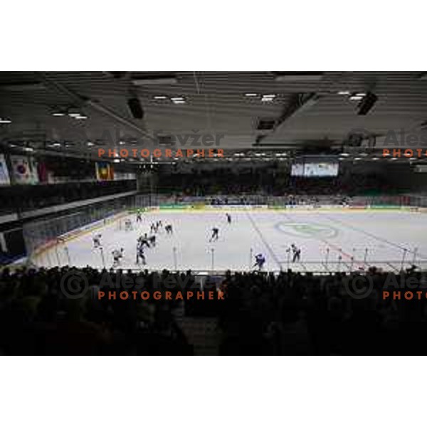 in action during IIHF Ice-hockey World Championship 2022 division I group A match between Slovenia and South Korea in Ljubljana, Slovenia on May 8, 2022