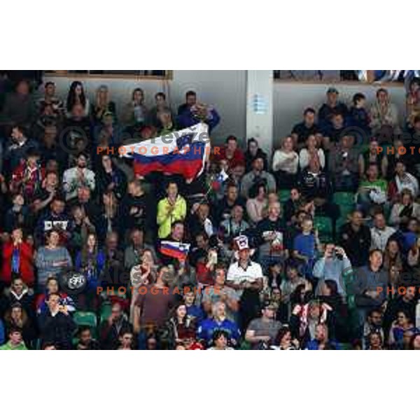 in action during IIHF Ice-hockey World Championship 2022 division I group A match between Slovenia and South Korea in Ljubljana, Slovenia on May 8, 2022