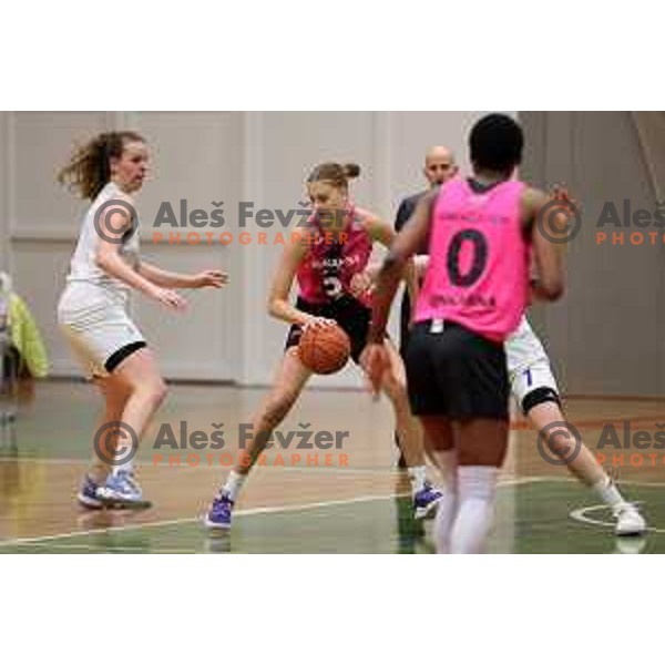 Mojca Jelenc in action during Final of 1.SKL Women basketball match between Triglav and Cinkarna Celje in Kranj, Slovenia on May 8, 2022