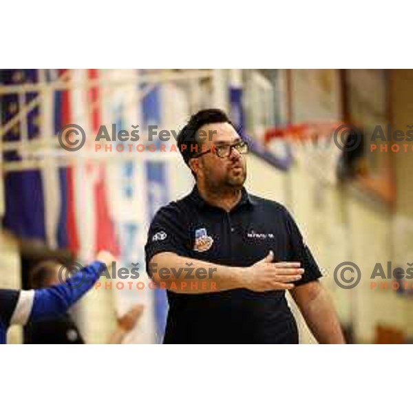 Head coach Damir Grgic in action during Final of 1.SKL Women basketball match between Triglav and Cinkarna Celje in Kranj, Slovenia on May 8, 2022
