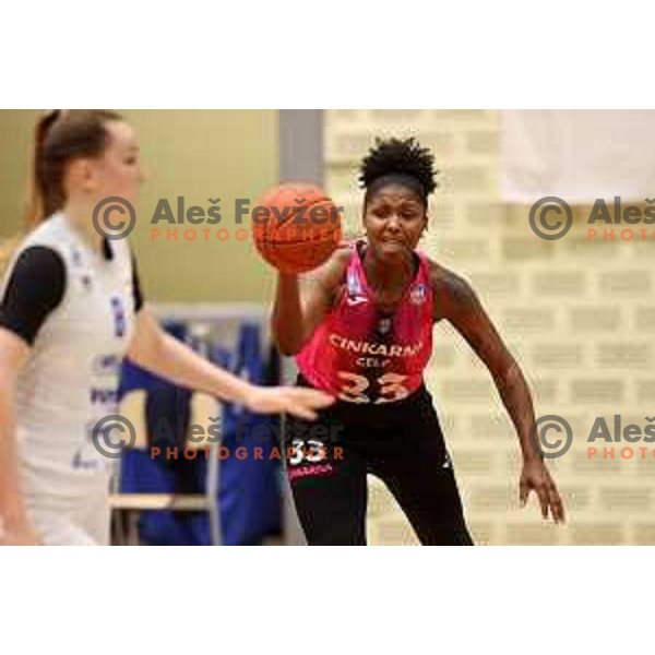 Isabela Ramona Lyra Macedo in action during Final of 1.SKL Women basketball match between Triglav and Cinkarna Celje in Kranj, Slovenia on May 8, 2022
