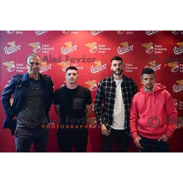 Dejan Grabic, Martin Kramaric, Ivica Guberac and Zoran Zeljkovic at Press conference for Pivovarna Union Slovenian Cup 2022 in Ljubljana, Slovenia on May 9, 2022