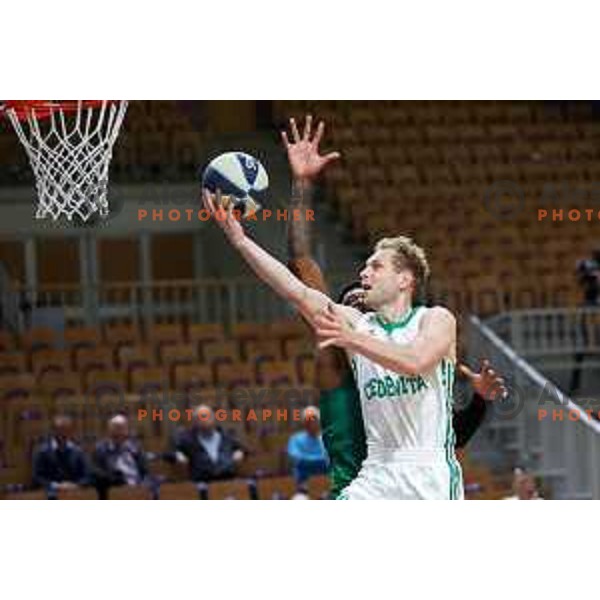 Jaka Blazic in action during Nova KBM league match between Cedevita Olimpija and Krka in Ljubljana, Slovenia on May 9, 2022