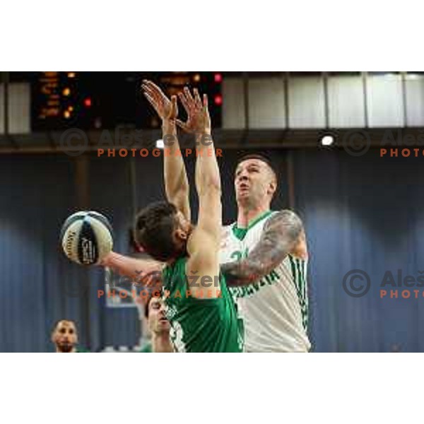 Alen Omic in action during Nova KBM league match between Cedevita Olimpija and Krka in Ljubljana, Slovenia on May 9, 2022