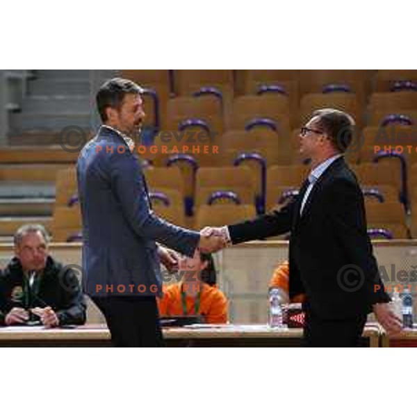 Jurica Golemac and Dalibor Damjanovic during Nova KBM league match between Cedevita Olimpija and Krka in Ljubljana, Slovenia on May 9, 2022