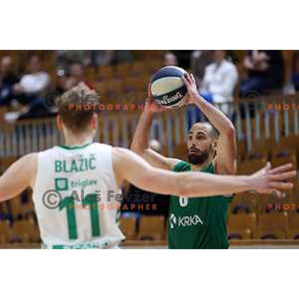 Rok Stipcevic in action during Nova KBM league match between Cedevita Olimpija and Krka in Ljubljana, Slovenia on May 9, 2022