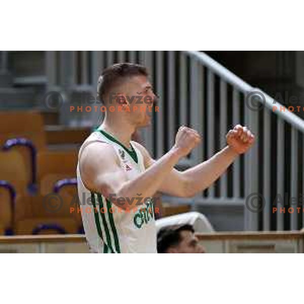 Edo Muric in action during Nova KBM league match between Cedevita Olimpija and Krka in Ljubljana, Slovenia on May 9, 2022