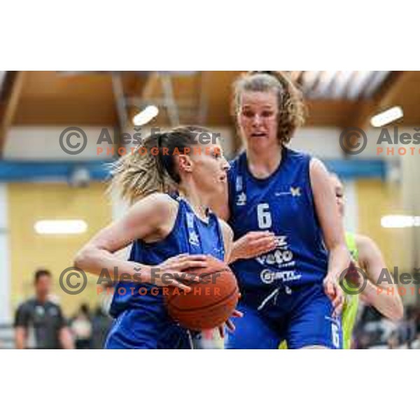 in action during third game of the Final of 1.SKL league Women between Cinkarna Celje and Triglav in Celje, Slovenia on May 10, 2022