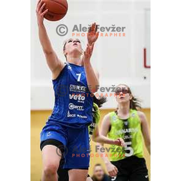 in action during third game of the Final of 1.SKL league Women between Cinkarna Celje and Triglav in Celje, Slovenia on May 10, 2022