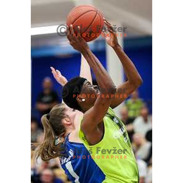 in action during third game of the Final of 1.SKL league Women between Cinkarna Celje and Triglav in Celje, Slovenia on May 10, 2022