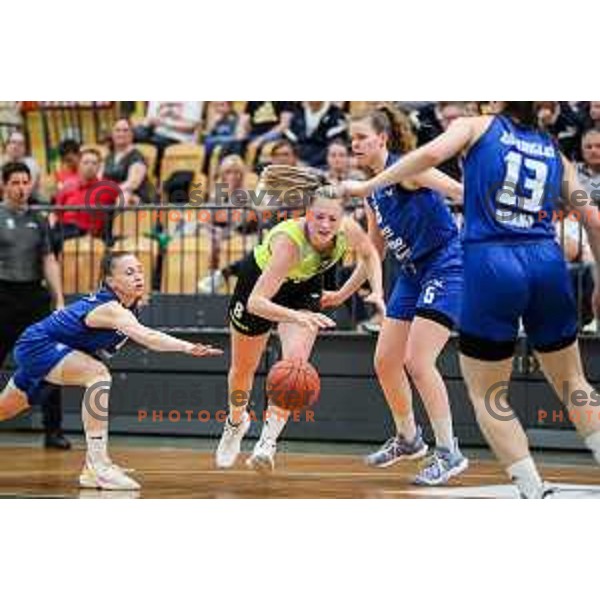 in action during third game of the Final of 1.SKL league Women between Cinkarna Celje and Triglav in Celje, Slovenia on May 10, 2022