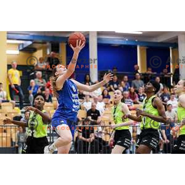 in action during third game of the Final of 1.SKL league Women between Cinkarna Celje and Triglav in Celje, Slovenia on May 10, 2022