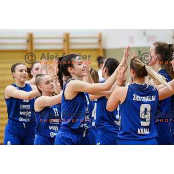 in action during third game of the Final of 1.SKL league Women between Cinkarna Celje and Triglav in Celje, Slovenia on May 10, 2022