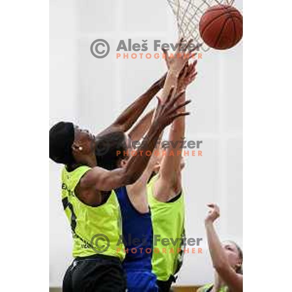 in action during third game of the Final of 1.SKL league Women between Cinkarna Celje and Triglav in Celje, Slovenia on May 10, 2022