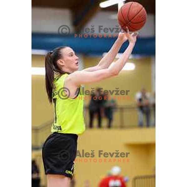 in action during third game of the Final of 1.SKL league Women between Cinkarna Celje and Triglav in Celje, Slovenia on May 10, 2022